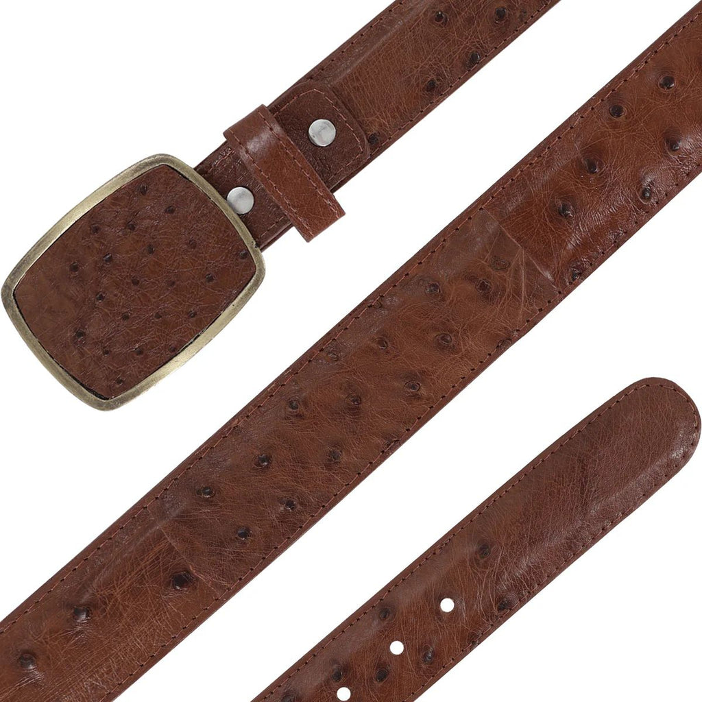 CINTURÓN VAQUERO CON HEBILLA DE METAL AVESTRUZ