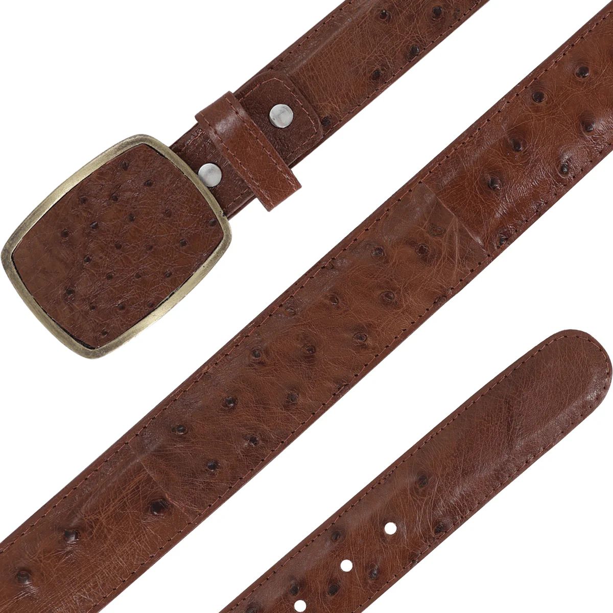 CINTURÓN VAQUERO CON HEBILLA DE METAL AVESTRUZ