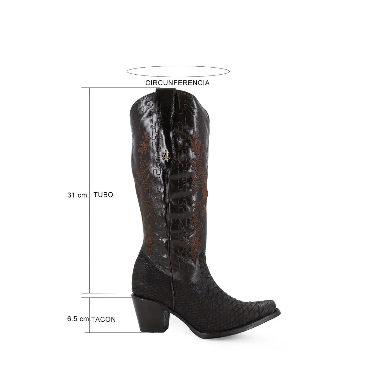 BOTA VAQUERA PARA DAMA DE PIEL PITON NOBUCK MODELO GERBERA