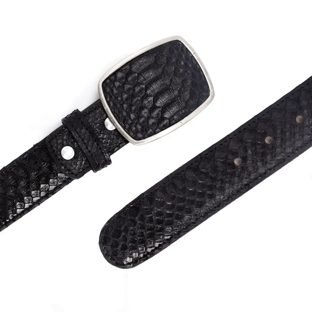 CINTURÓN VAQUERO HEBILLA DE METAL DE PITÓN NATURAL