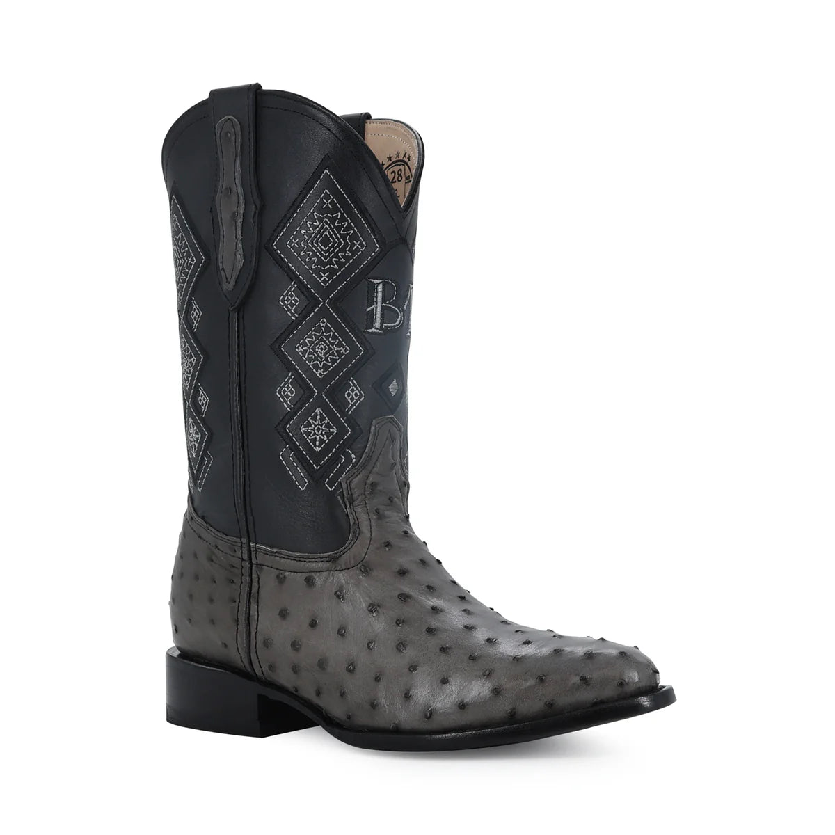 BOTA VAQUERA OVAL AVESTRUZ GRIS