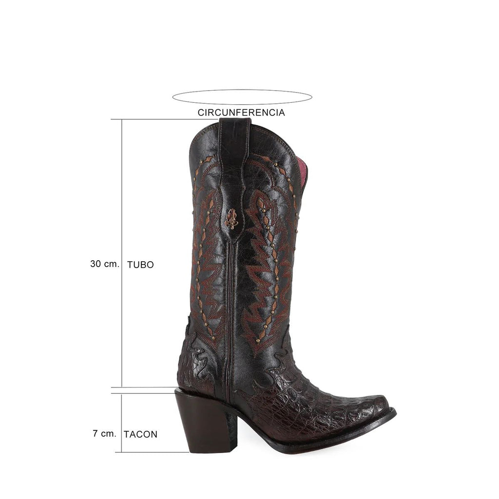 BOTA VAQUERA PARA DAMA DE PIEL CAIMAN MODELO LIBERTY