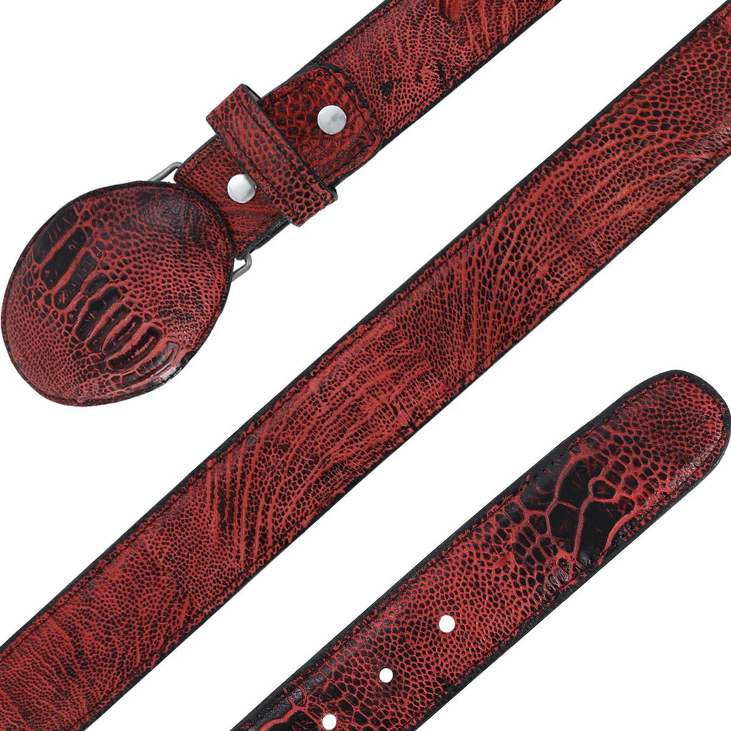 CINTURON VAQUERO PARA HOMBRE EN PIEL DE PATA DE AVESTRUZ