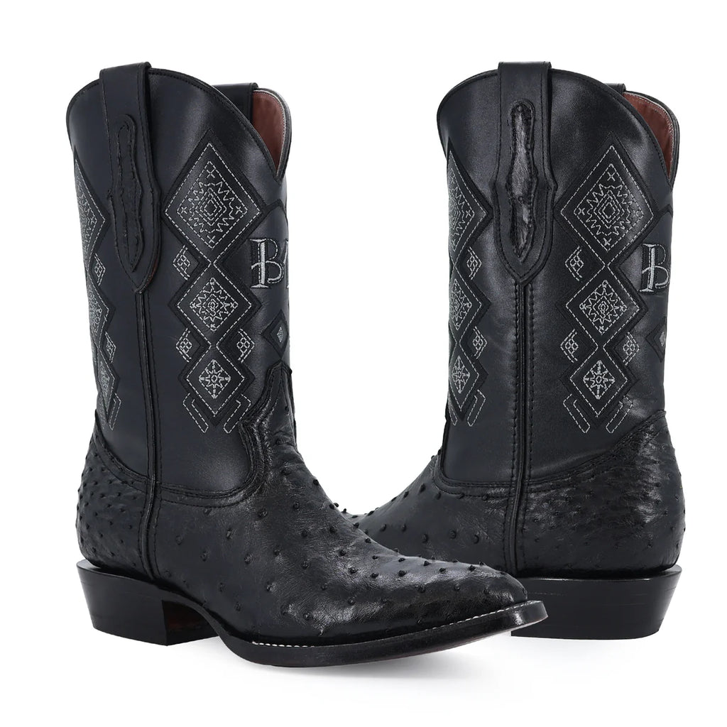 BOTA VAQUERA OVAL AVESTRUZ NEGRO