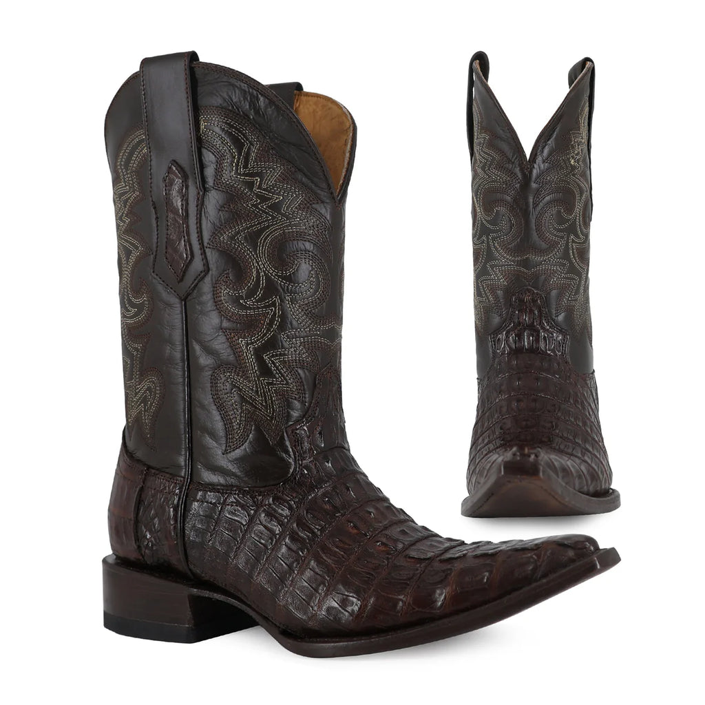 BOTA VAQUERA CHIHUAHUA COCODRILO COLA CAFE