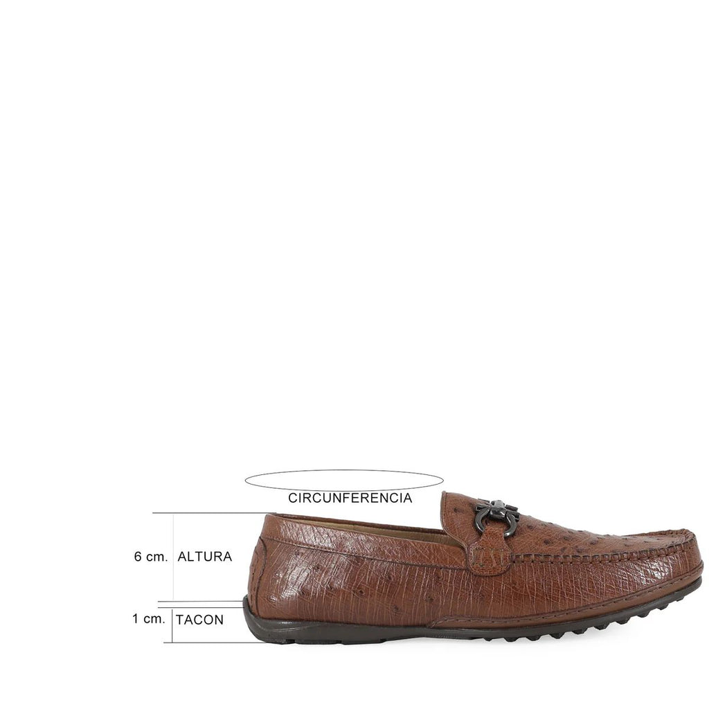 ZAPATO MOCASÍN PARA CABALLERO EN PIEL AVESTRUZ Coñac