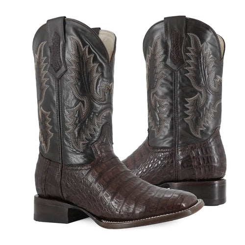 BOTA VAQUERA BULLDOG COCODRILO PANZA CAFE