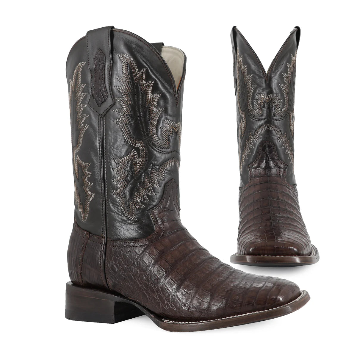 BOTA VAQUERA BULLDOG COCODRILO PANZA CAFE