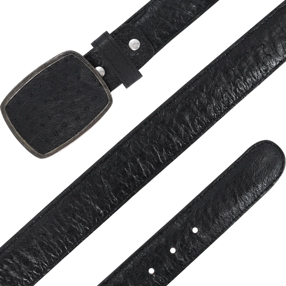 CINTURÓN VAQUERO CON HEBILLA DE METAL AVESTRUZ