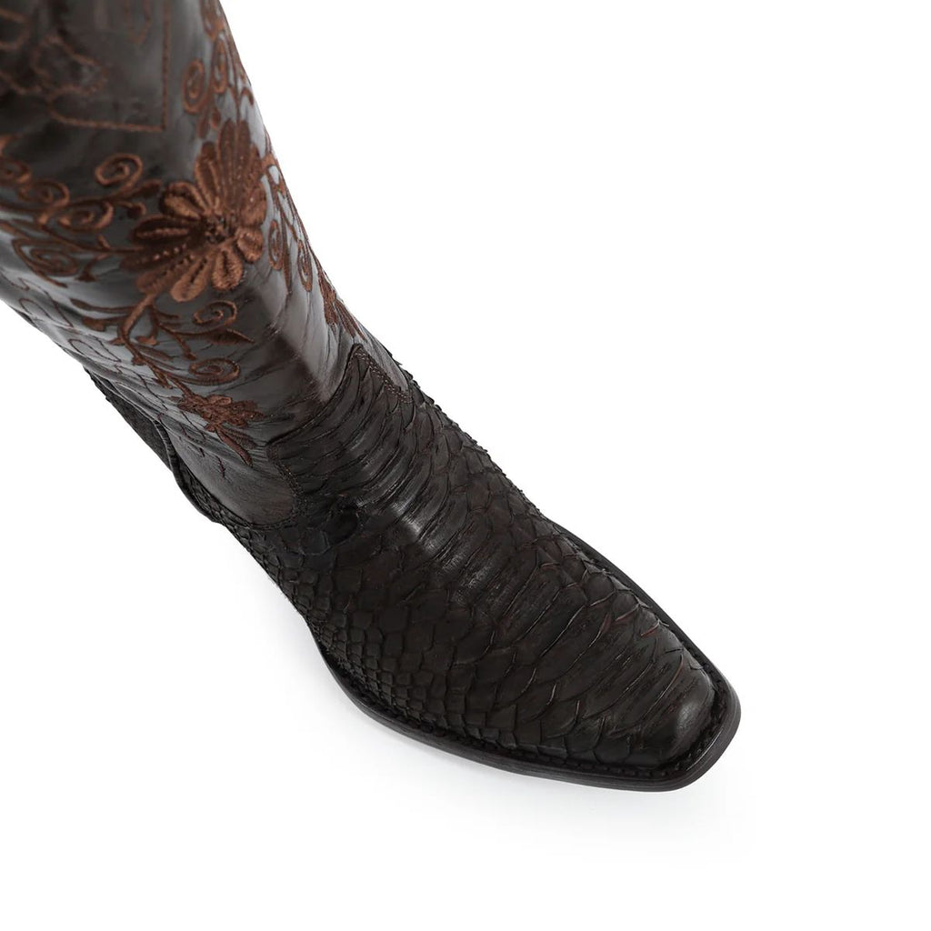 BOTA VAQUERA PARA DAMA DE PIEL PITON NOBUCK MODELO GERBERA