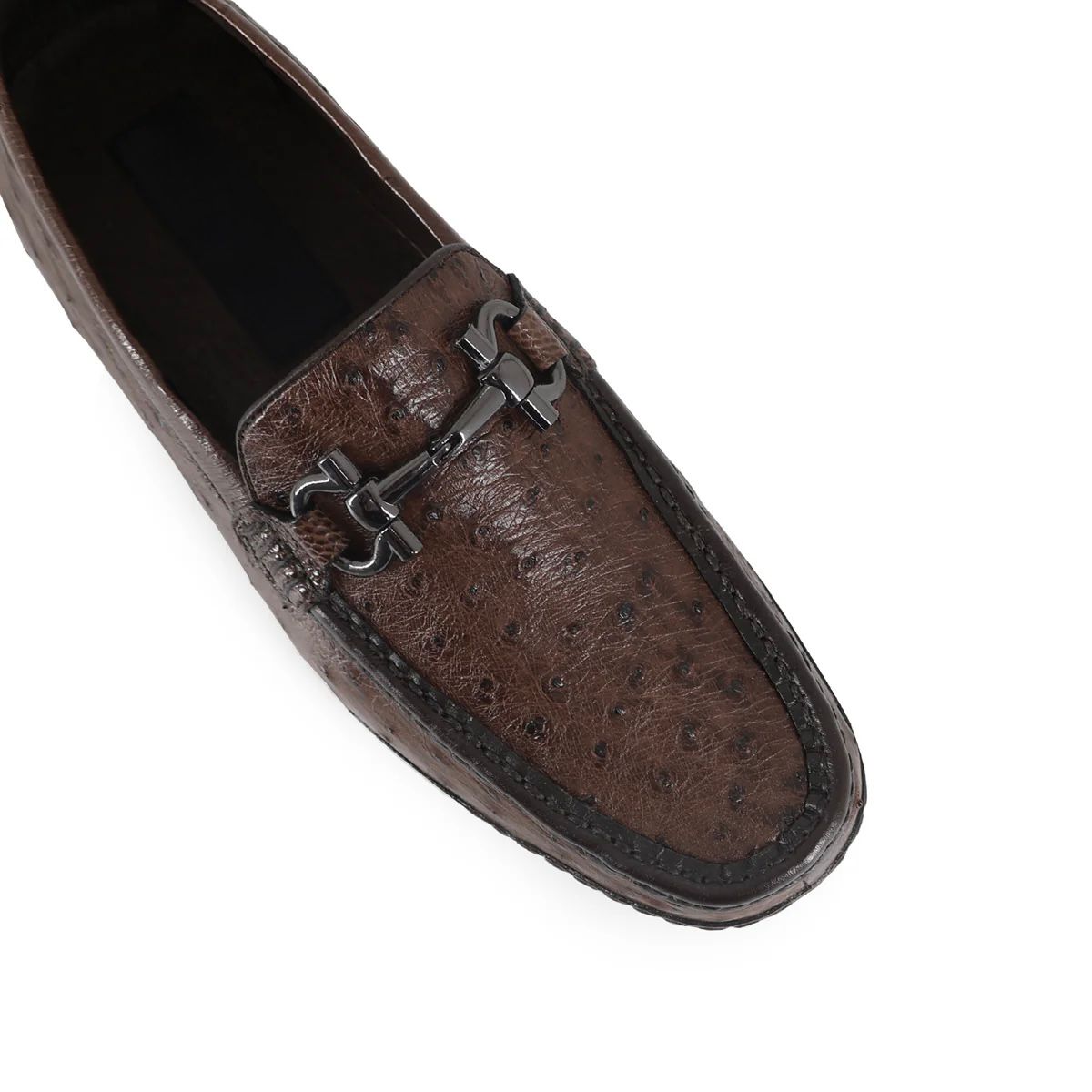 ZAPATO MOCASÍN PARA CABALLERO EN PIEL AVESTRUZ CAFE