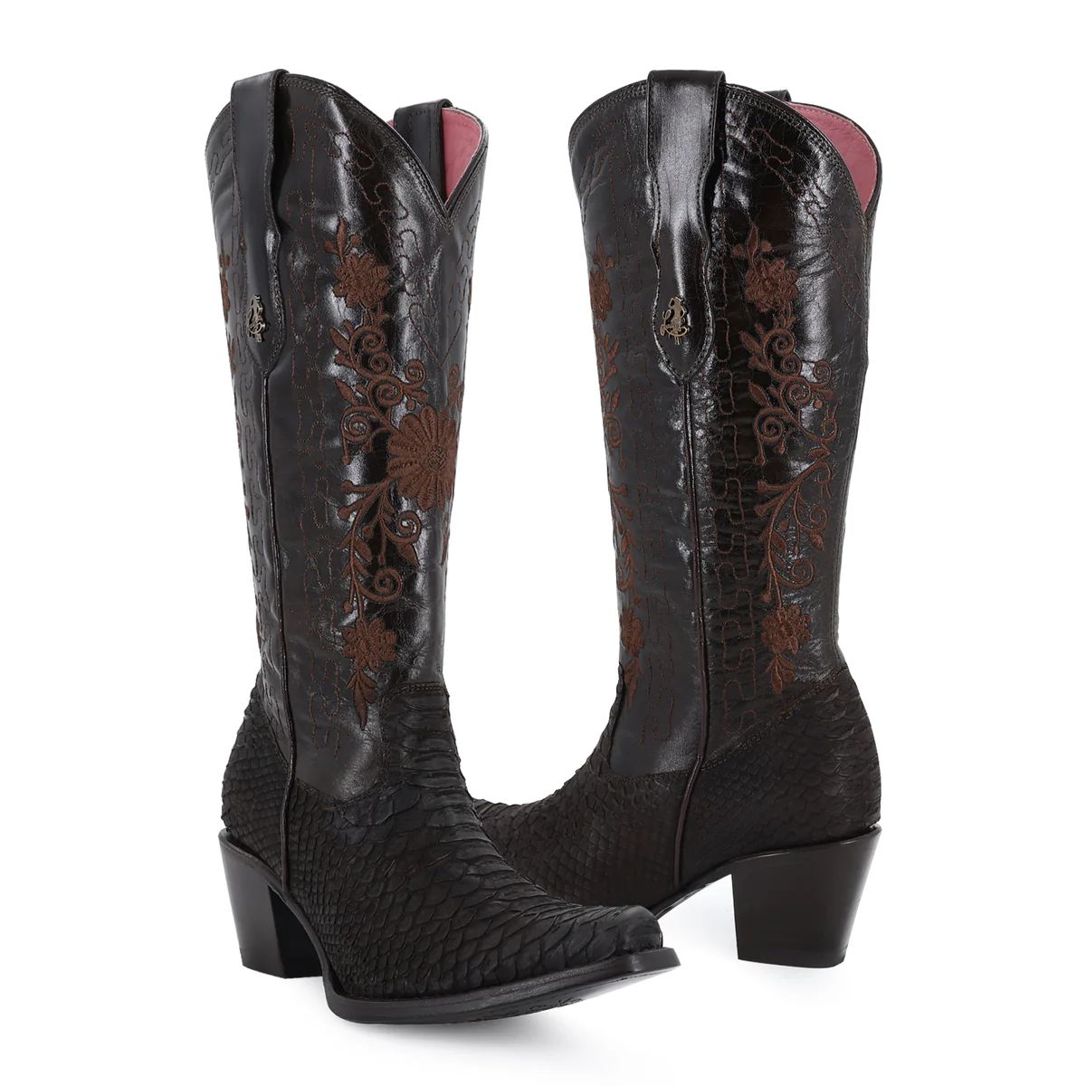 BOTA VAQUERA PARA DAMA DE PIEL PITON NOBUCK MODELO GERBERA