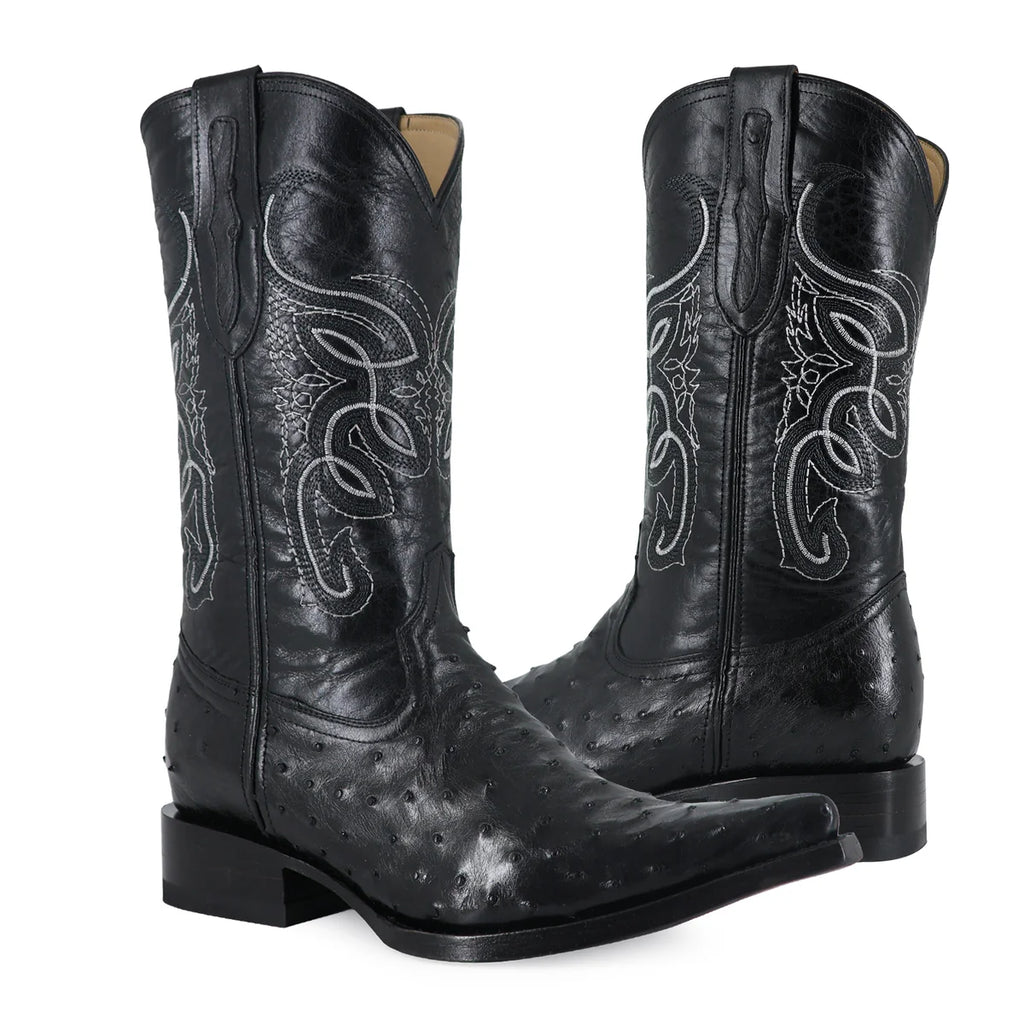 BOTA VAQUERA CHIHUAHUA AVESTRUZ NEGRO