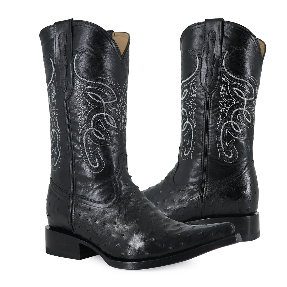 BOTA VAQUERA CHIHUAHUA AVESTRUZ NEGRO