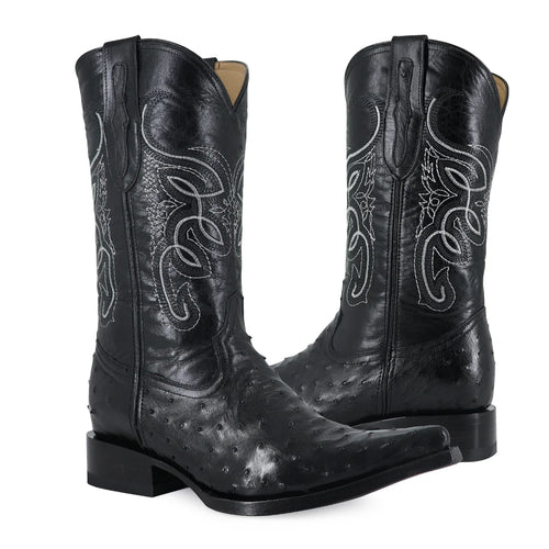 BOTA VAQUERA CHIHUAHUA AVESTRUZ NEGRO