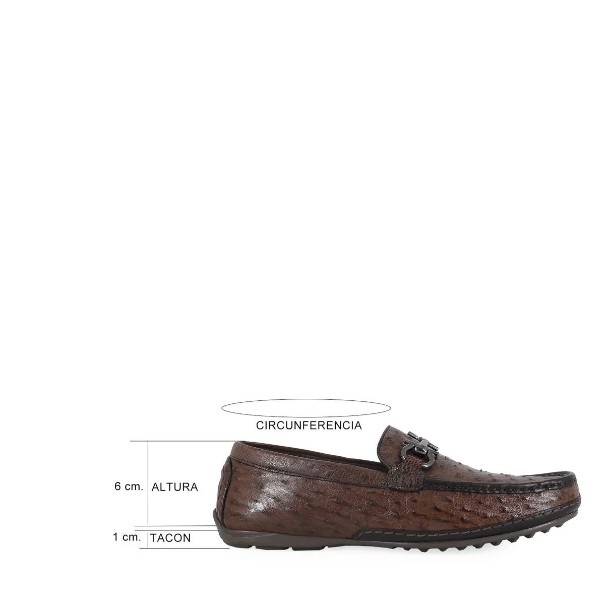 ZAPATO MOCASÍN PARA CABALLERO EN PIEL AVESTRUZ CAFE