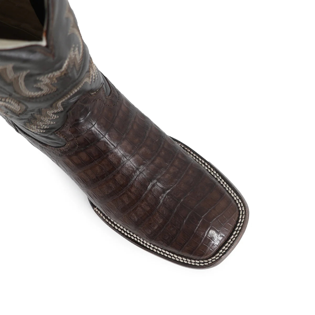 BOTA VAQUERA BULLDOG COCODRILO PANZA CAFE