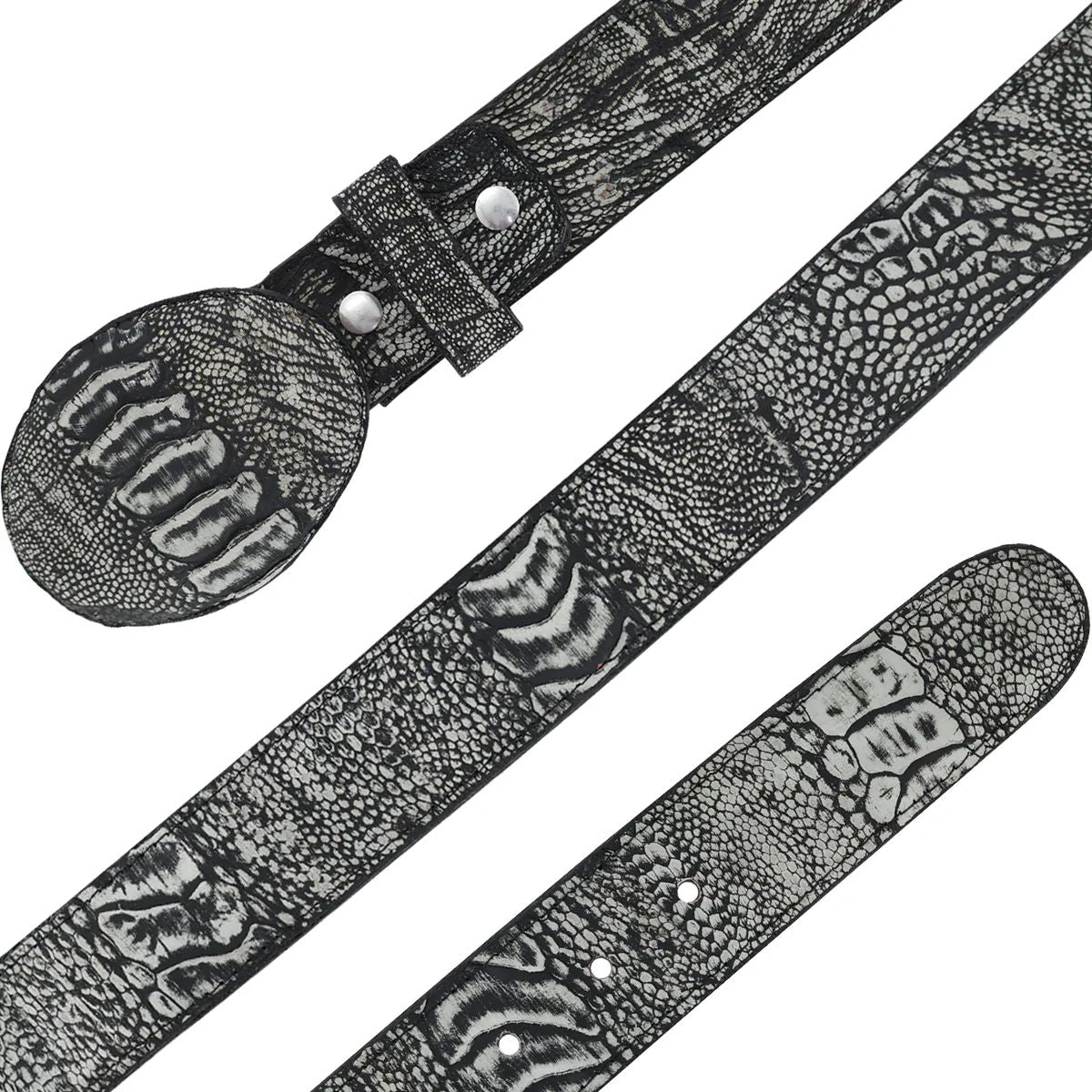 CINTURON VAQUERO PARA HOMBRE EN PIEL DE PATA DE AVESTRUZ