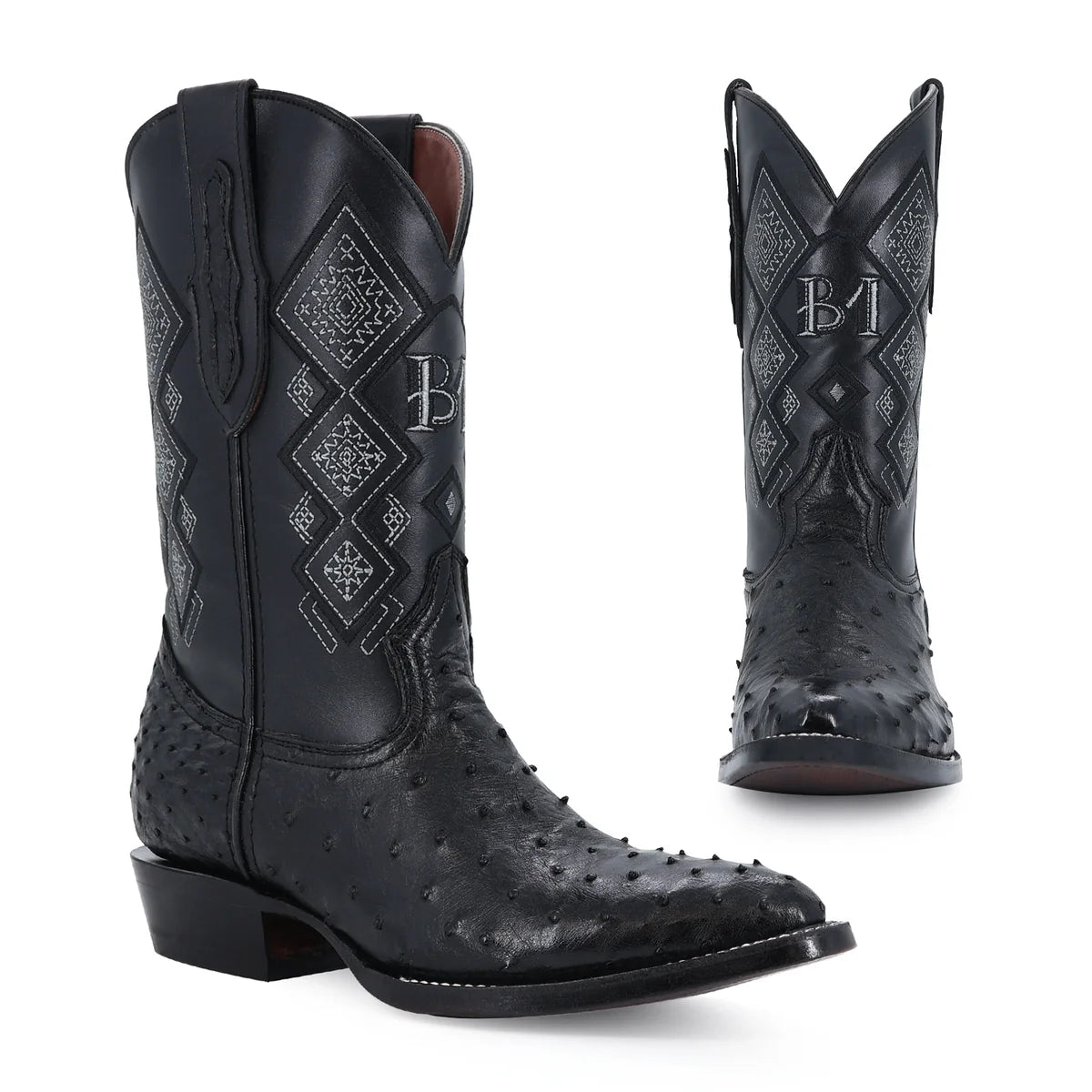 BOTA VAQUERA OVAL AVESTRUZ NEGRO