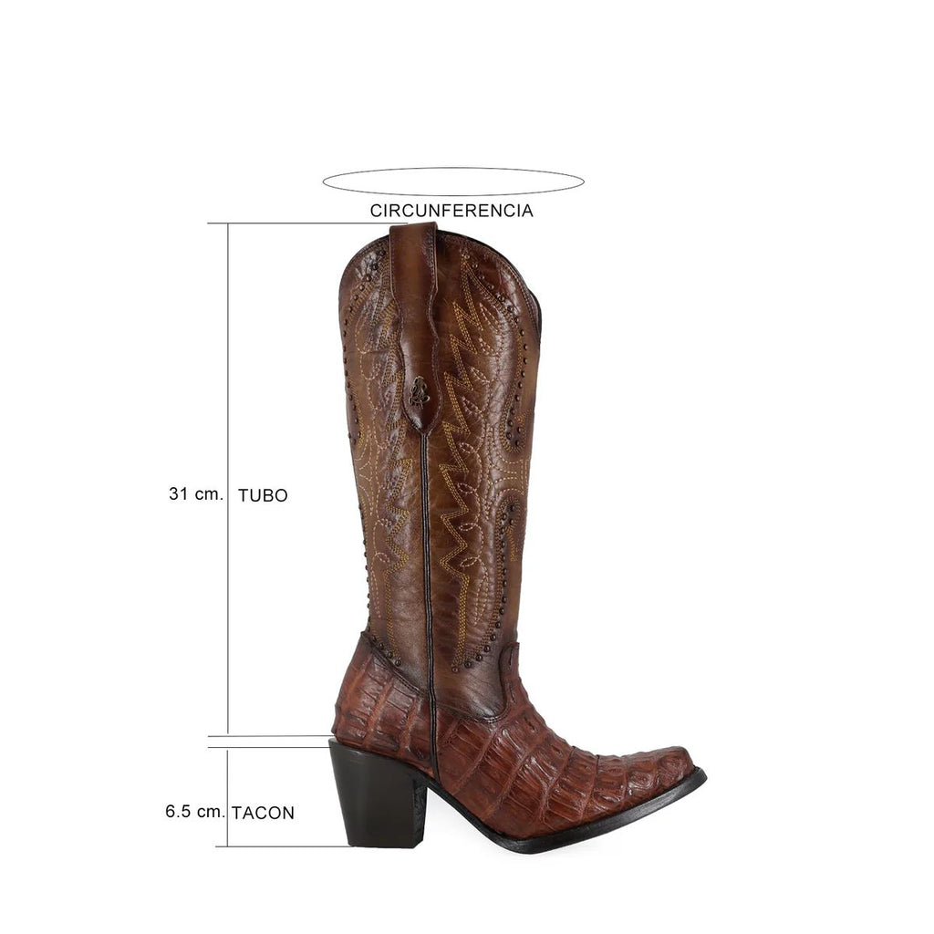 BOTA VAQUERA PARA DAMA DE PIEL CAIMAN MODELO LIBERTY