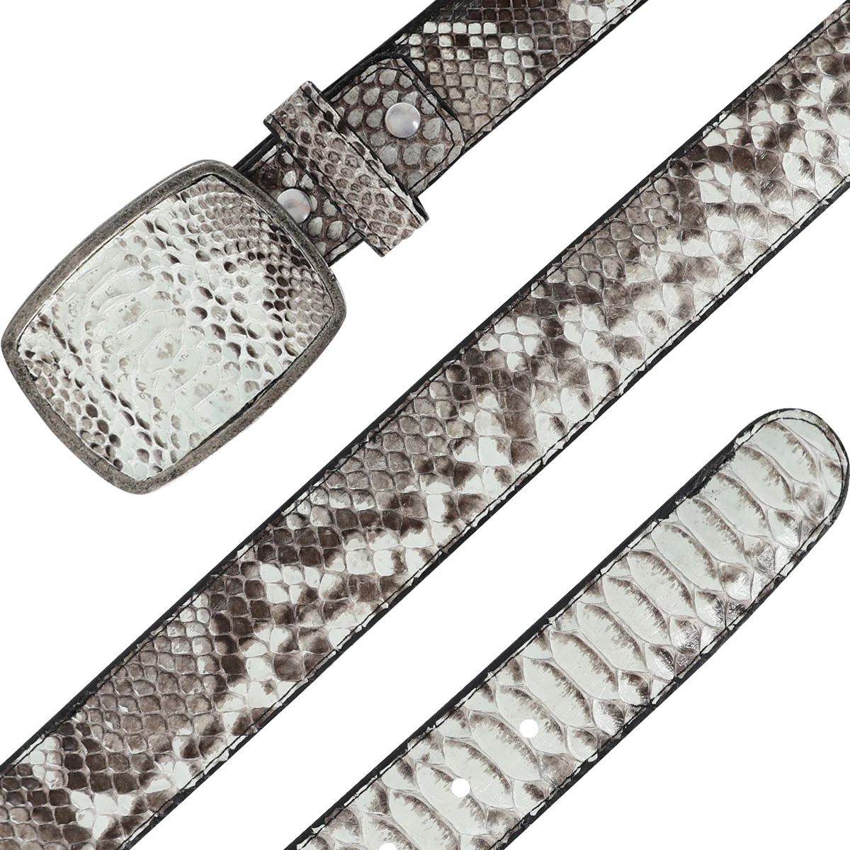 CINTURÓN VAQUERO HEBILLA DE METAL DE PITÓN NATURAL