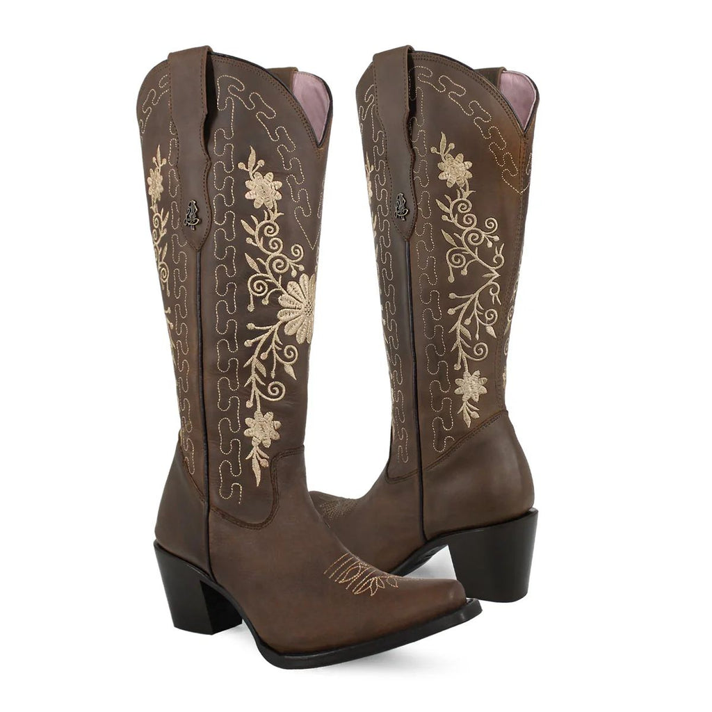 BOTA VAQUERA PARA DAMA DE PIEL MODELO GERBERA